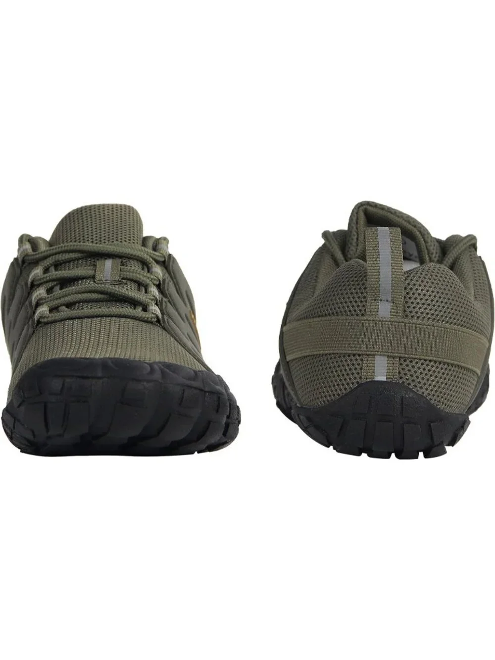 Weweya Men's Army Green Rubber Minimalist Barefoot Wide Lace Up Athletic Shoes